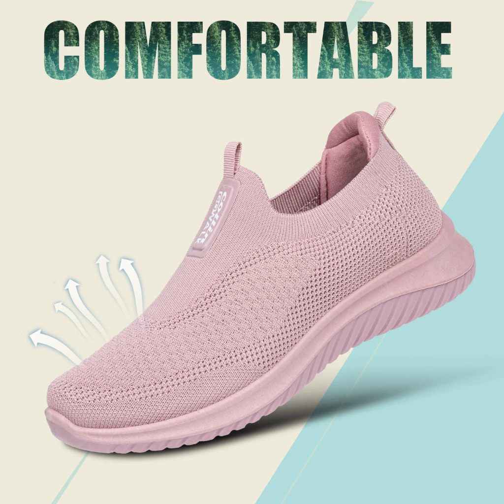 Sepatu Wanita Sepatu Olahraga Import Korea Model Slip On Design Terbaru Rajut Shoes SKT1001-W