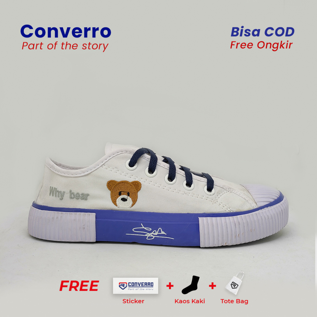 Jual Converro Why Bear Series White Sepatu Sneakers Casual Import