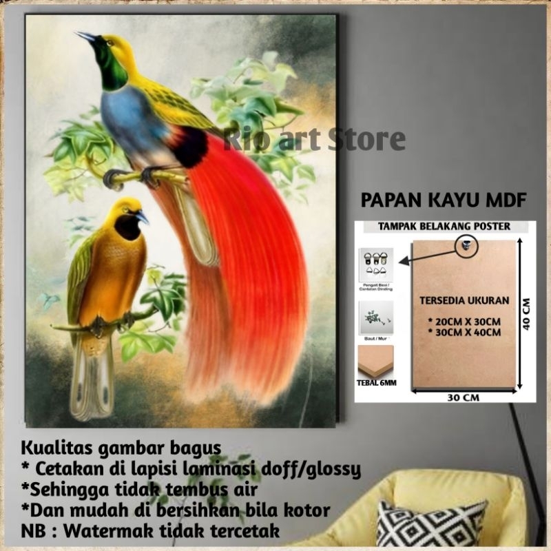 Jual Hiasan Dinding Bahan Papan Kayu Mdf Poster Burung Cantik4 Untuk Walldekor Atau Pajangan 7028