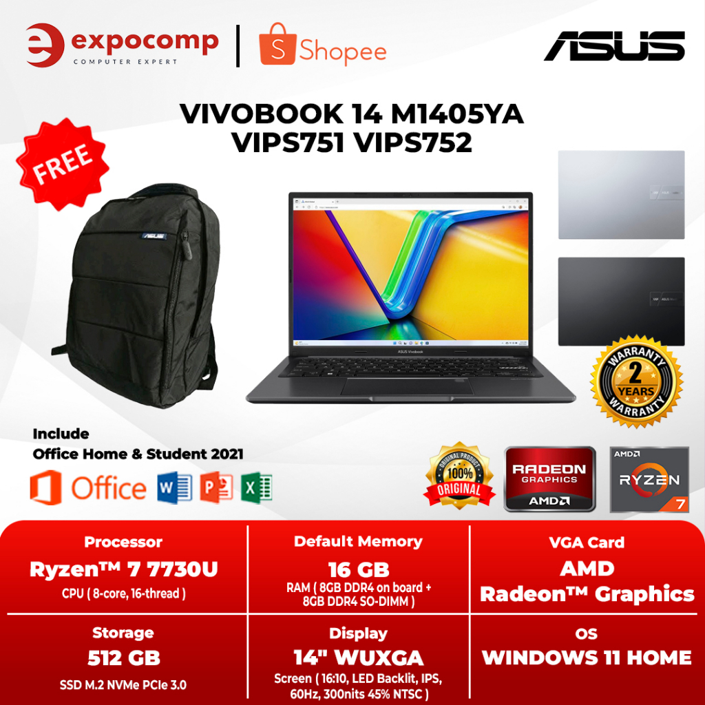 Jual ASUS VIVOBOOK 14 M1405YA VIPS751 VIPS752 AMD RYZEN 7-7730U 16GB ...