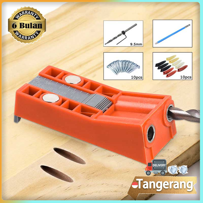 Jual Pocket Hole Jig 2 Lubang Dowel Drill Guide Mata Bor Skrup