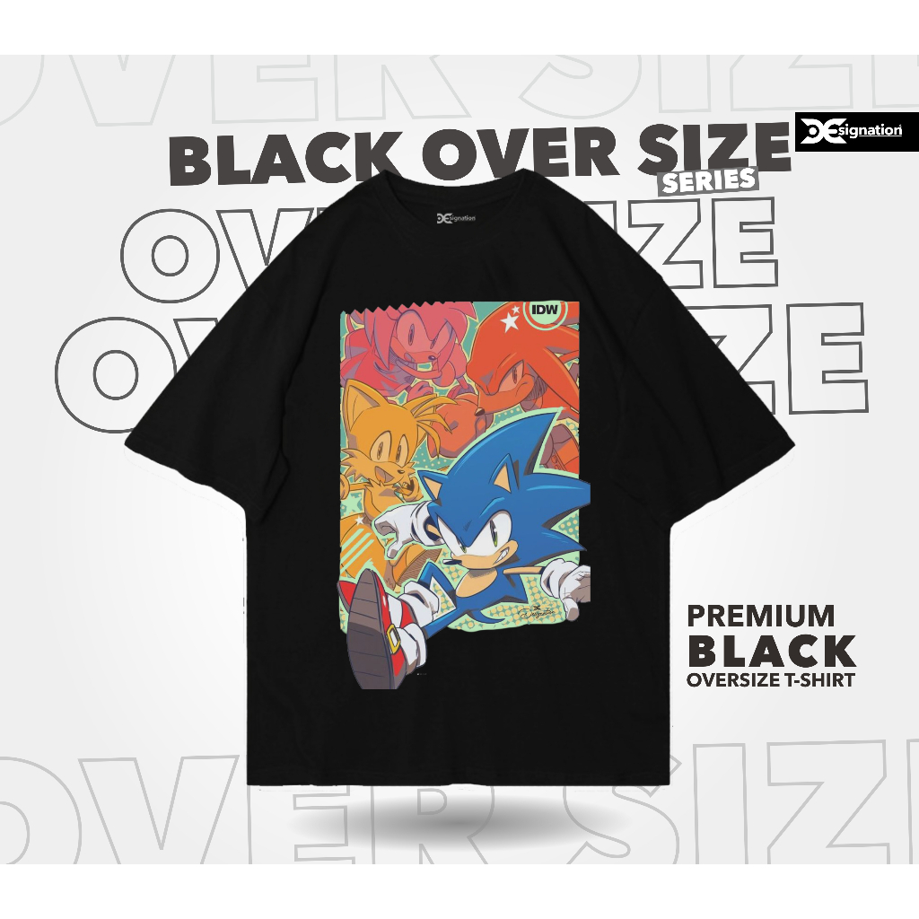 SONIC Sonic character print T-shirt Men's XL size cotton black type Vintage Second Hand