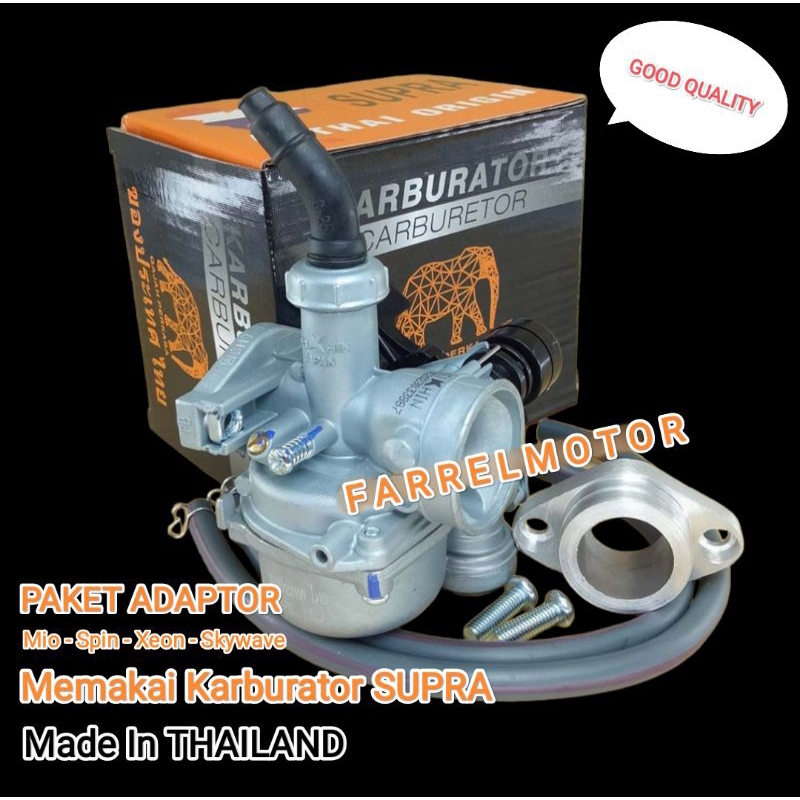 Jual PAKET Adaptor Mio Xeon Spin Skywave Memakai Karbu Karburator SUPRA