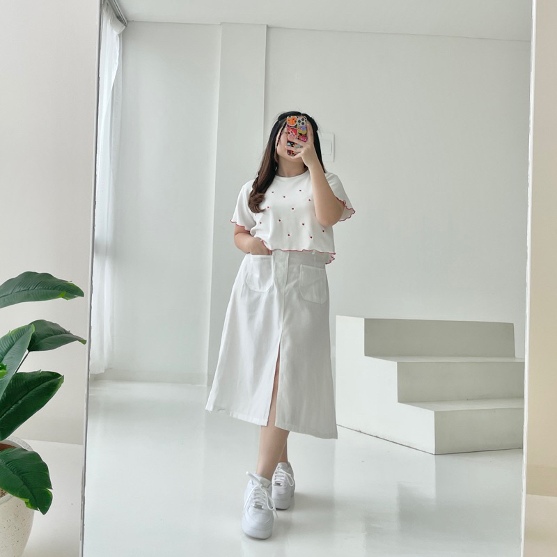Jual Arla Skirt ( rok jeans / rok midi / rok bigsize / rok jumbo ...