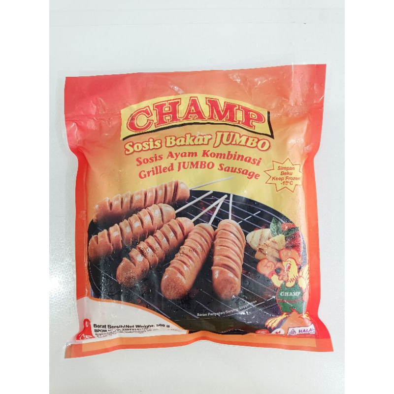 Jual CHAMP SOSIS AYAM BIASA DAN JUMBO BAKAR 500GR | Shopee Indonesia