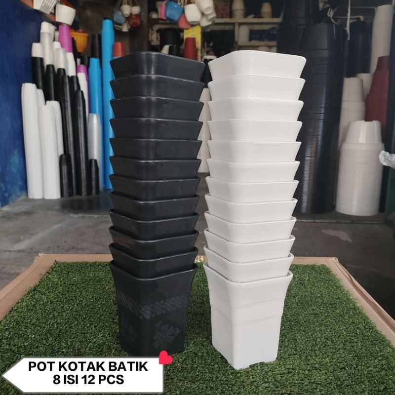Jual (12pcs) POT KOTAK BATIK 8 lusinan | Shopee Indonesia