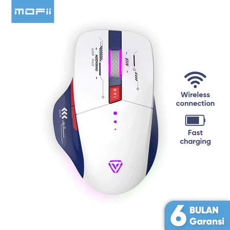 MOFii P6 mouse gaming wireless dengan lampu RGB menyala