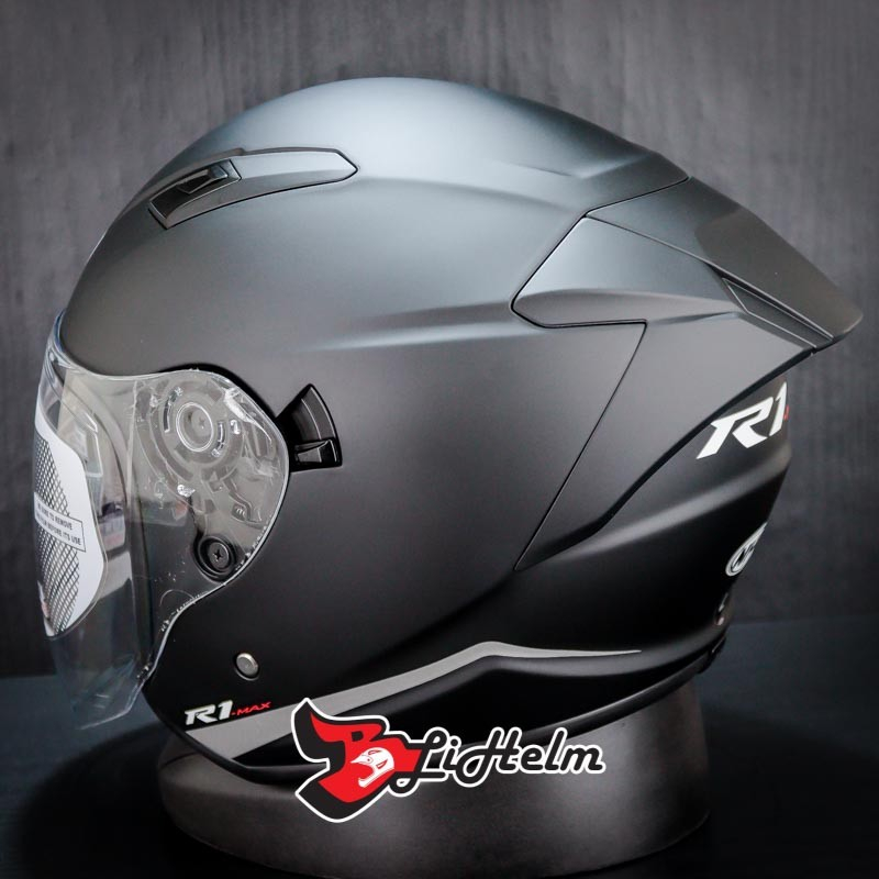 Jual NHK HELM R1 MAX SOLID BLACK DOFF | R-1 Half face - Double visor ...
