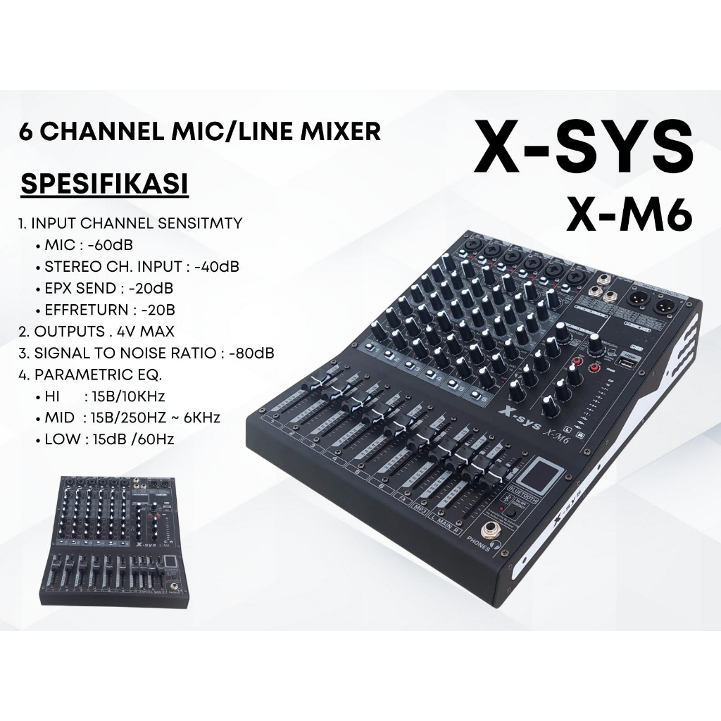 Jual Mixer X-Sys X-M6 Professional Audio 6 channel Bluetooth Xsys XM6 ...