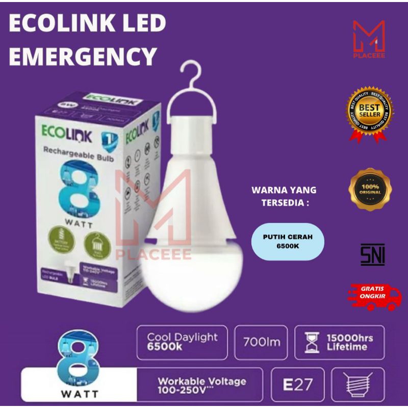 Jual Lampu LED ECOLINK EMERGENCY 8 Watt | Shopee Indonesia