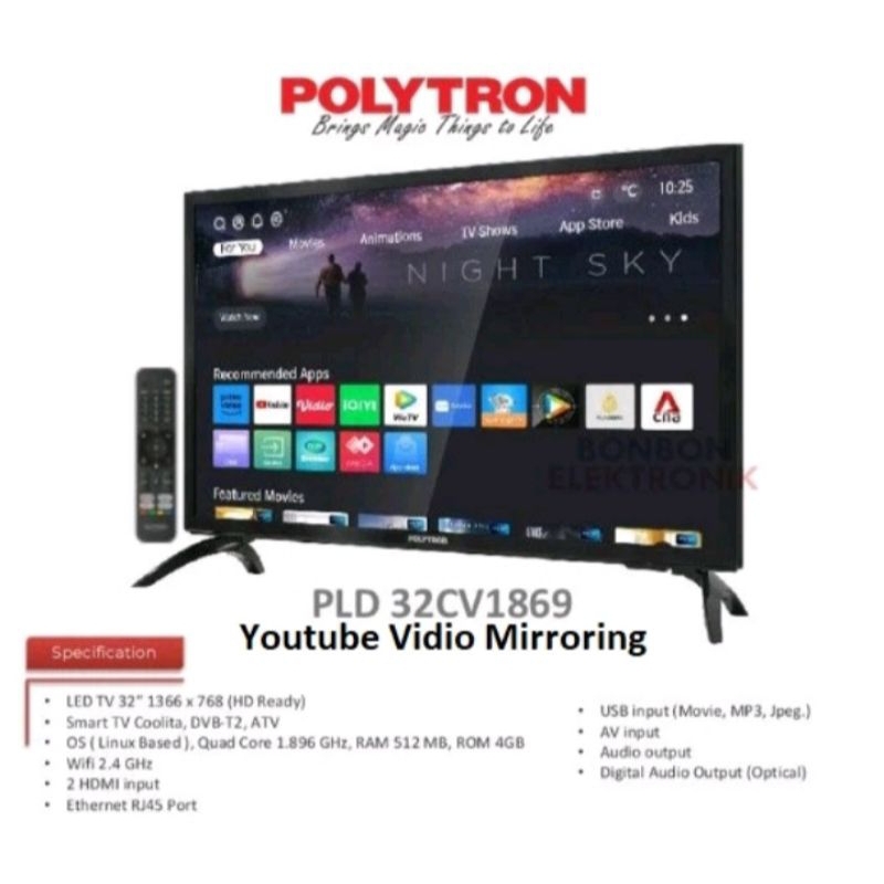 Jual REMOTE CONTROL LED TV SMART POLYTRON PLD24CV1869 PLD32CV1869 PLD ...