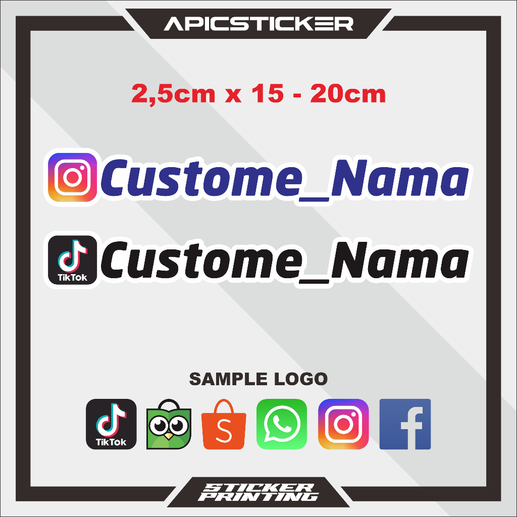 Jual Stiker Nama Sosmed Printing Full Warna | Shopee Indonesia