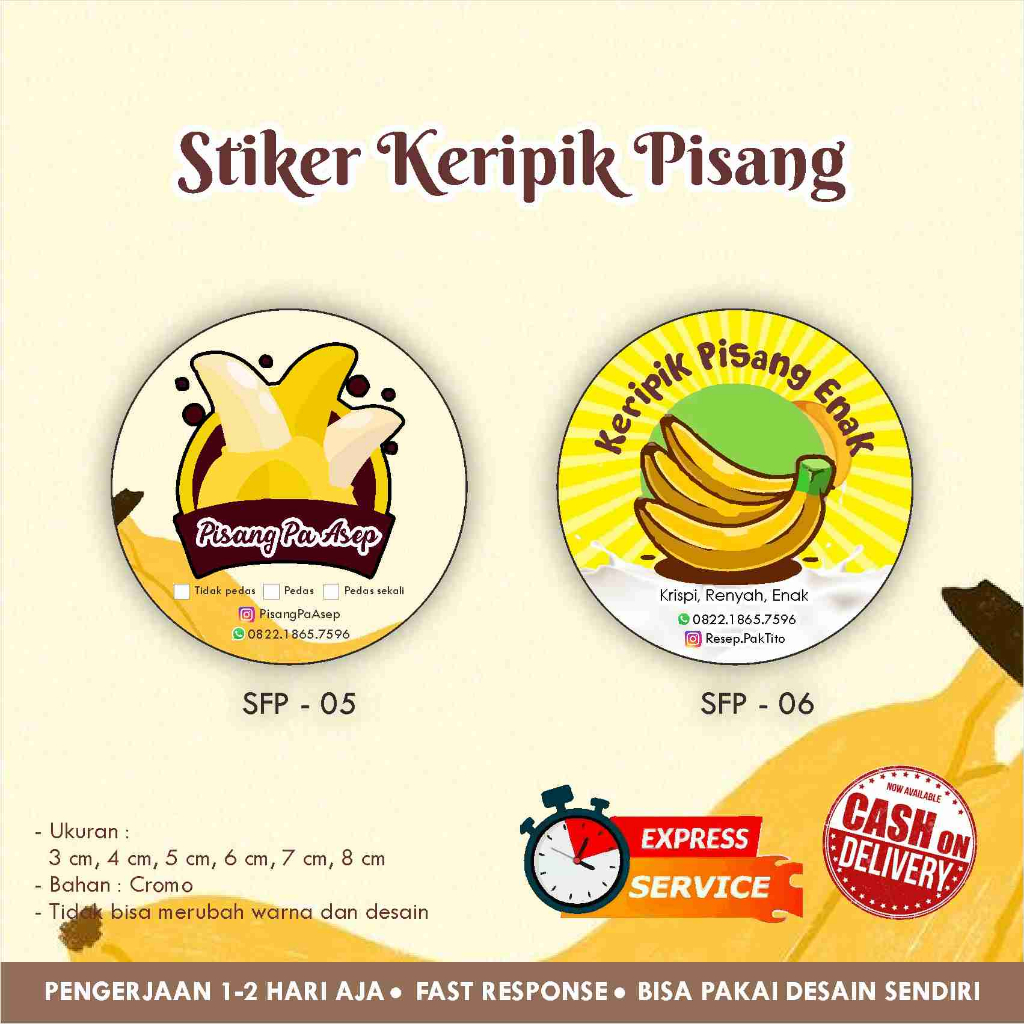 Jual [170 pcs] Stiker Cromo keripik pisang / banana / Label kemasan ...