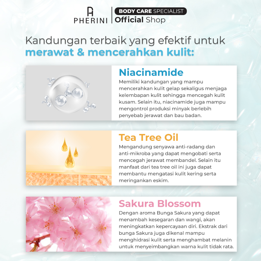 Jual PHERINI Brightening Body Wash Cleanser Sabun Mandi Cair + Underarm ...