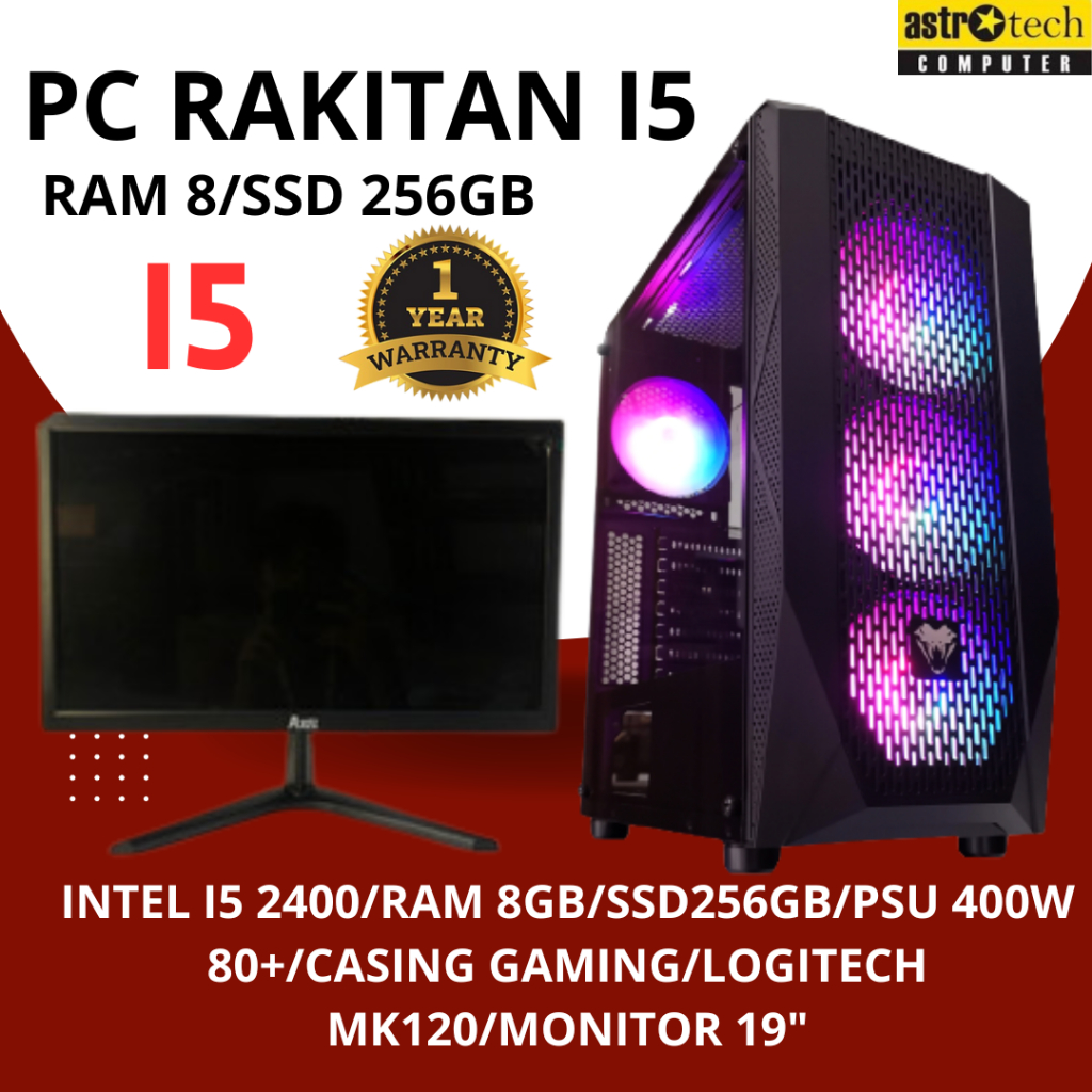 Jual PC KOMPUTER RAKITAN I5 OFFICE KANTOR MURAH R8/SSD256/MONITOR 19 ...