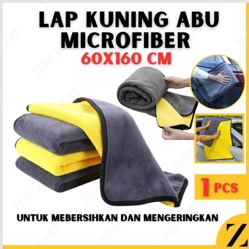 Jual Lap Kain Detailing Microfiber Kuning Abu 500gsm 160x60 cm 160x60cm ...