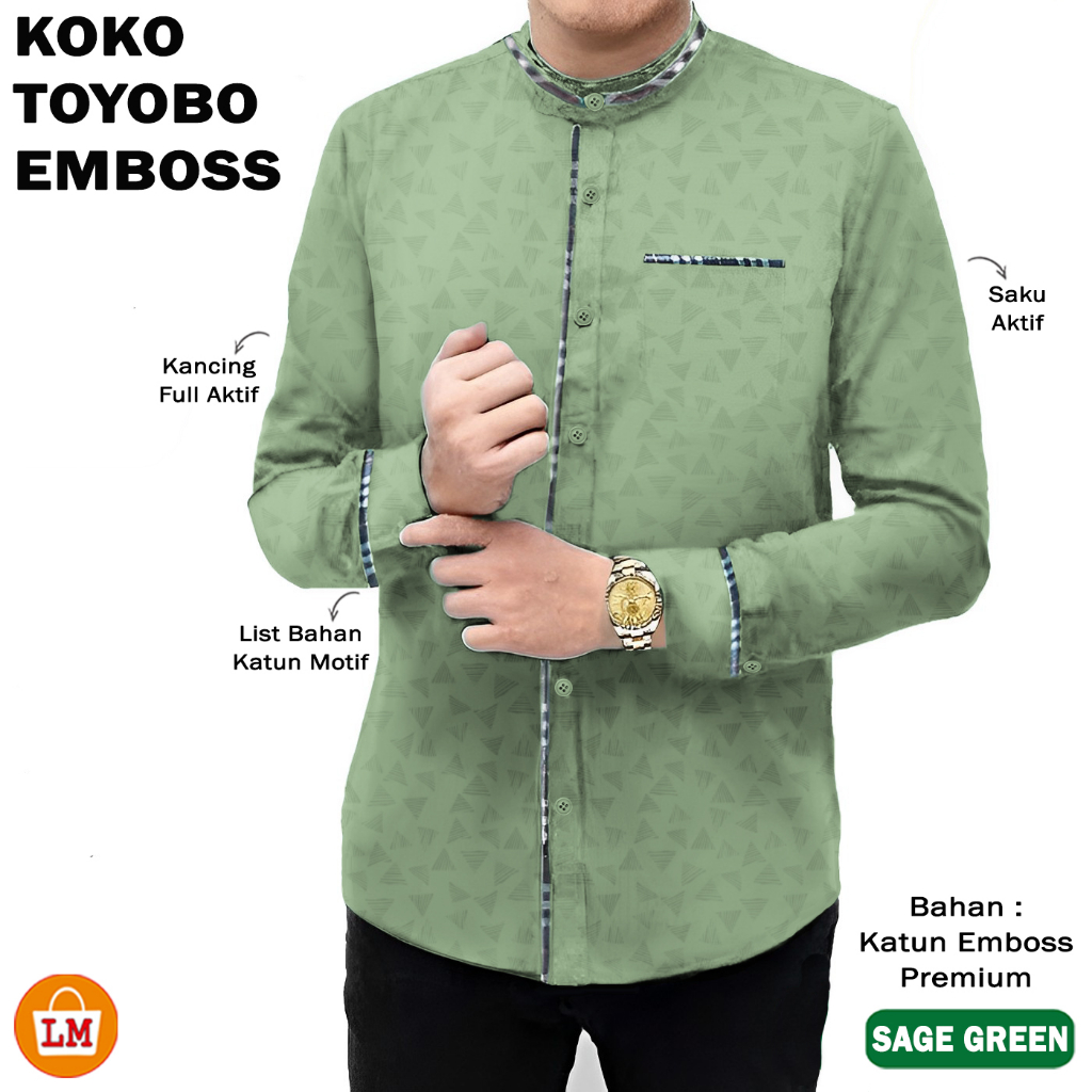 LM 22545 Kemeja Koko Muslim Pria Lengan Panjang Terbaru 2026 KOKO TOYOBO MICRO Katun Motif Ukuran M - XXXL / Baju Pria Dewasa Bahan Katun Adem, Halus, Ringan Kancing Aktif, Kerah Mandarin