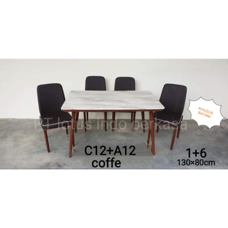 Jual MEJA MAKAN MARMER + KURSI PVC LEMBUT C12#A12 UKURAN 130X80CM ...