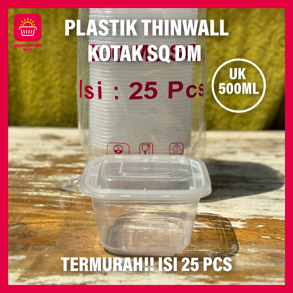 Jual Thinwall Square Mini Kotak Makan Plastik Persegi Kecil 120 Ml