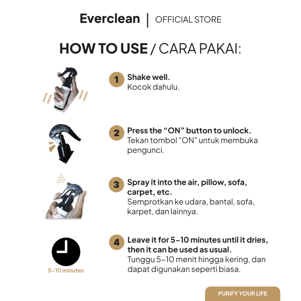 Jual Everclean Antibacterial Room & Linen Spray Vanilla 100ml | Pewangi ...