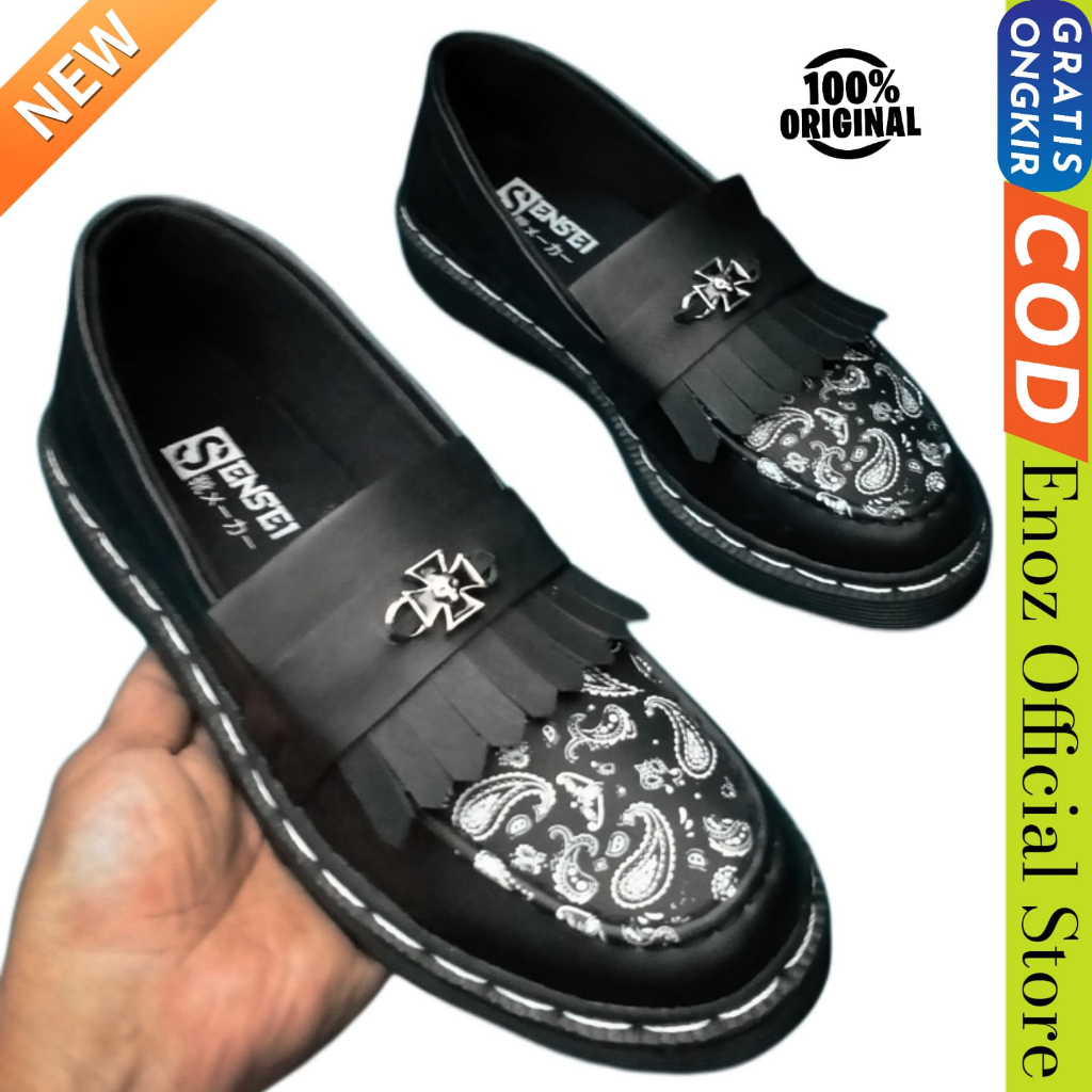 Jual Enoz Cooper Sepatu Pantofel Pria Docmart Paisley Loafer Hitam Slip