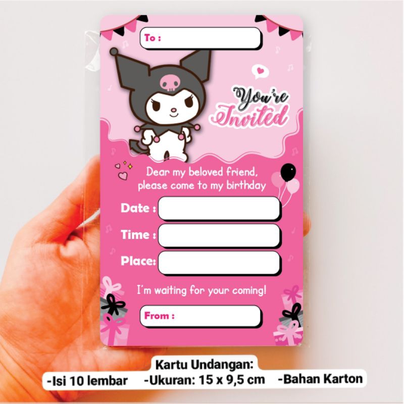 Jual KARTU UNDANGAN KUROMI HAPPY BIRTHDAY INVITATION CARD SANRIO ULANG