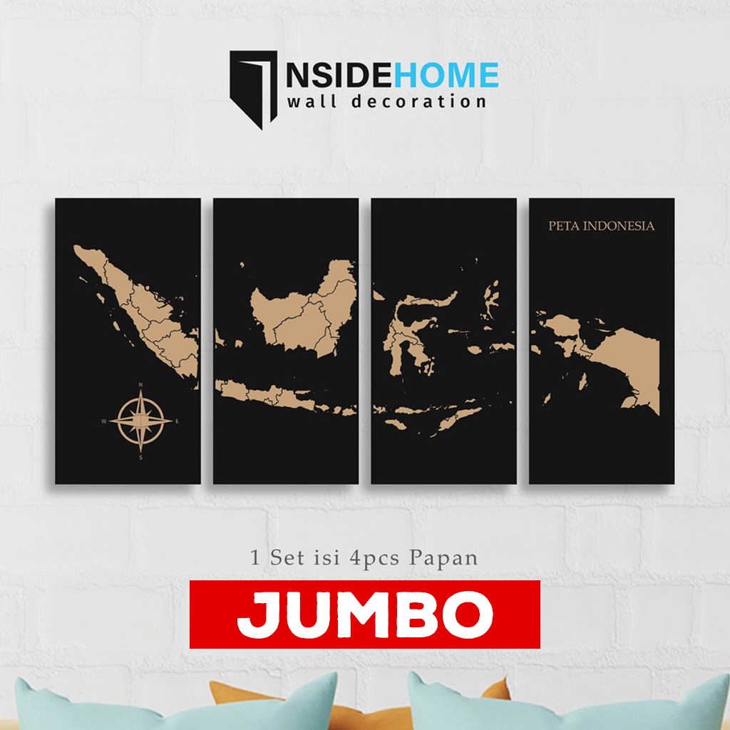 Jual Wall Decor Peta Indonesia [1 SET] Poster Kayu Map Pajangan Rumah ...