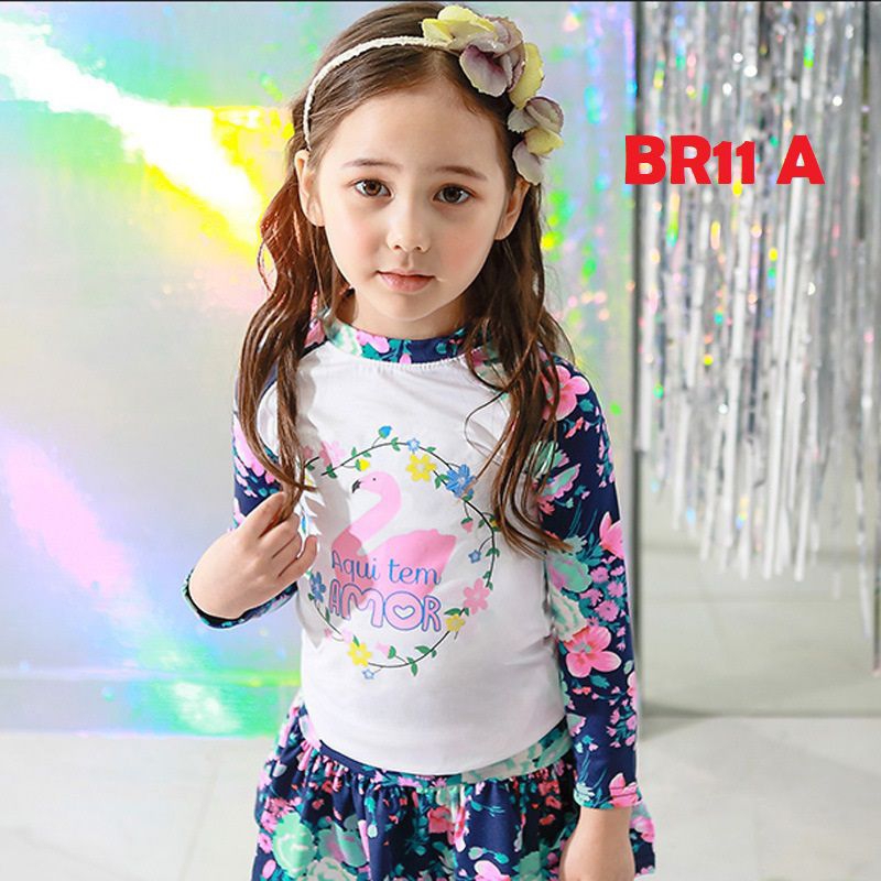 Jual BR11 BAJU RENANG ANAK PEREMPUAN LENGAN PANJANG / BAJU RENANG ANAK