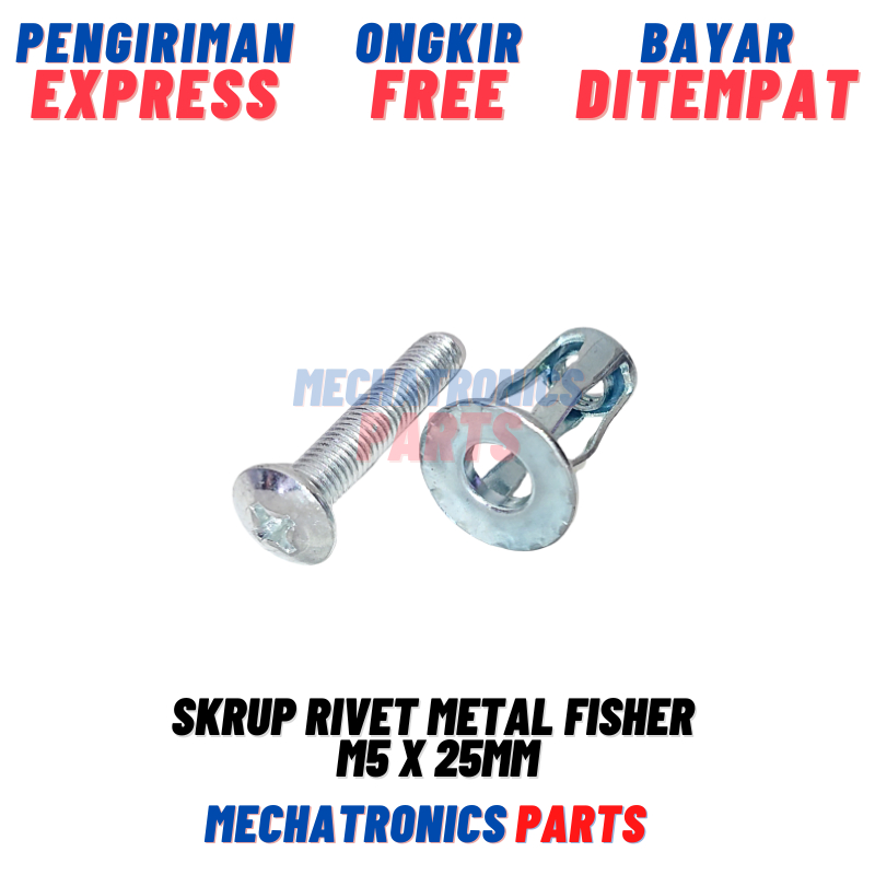 Jual Skrup Rivet Metal Fisher M5 x 25mm M4 x 25mm M6 x 25mm Sekrup Plat