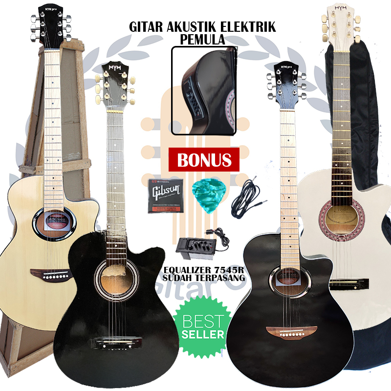 Jual Gitar Pemula Akustik Elektrik Mym Termurah Bergaransi Free Packing Kayu Shopee Indonesia