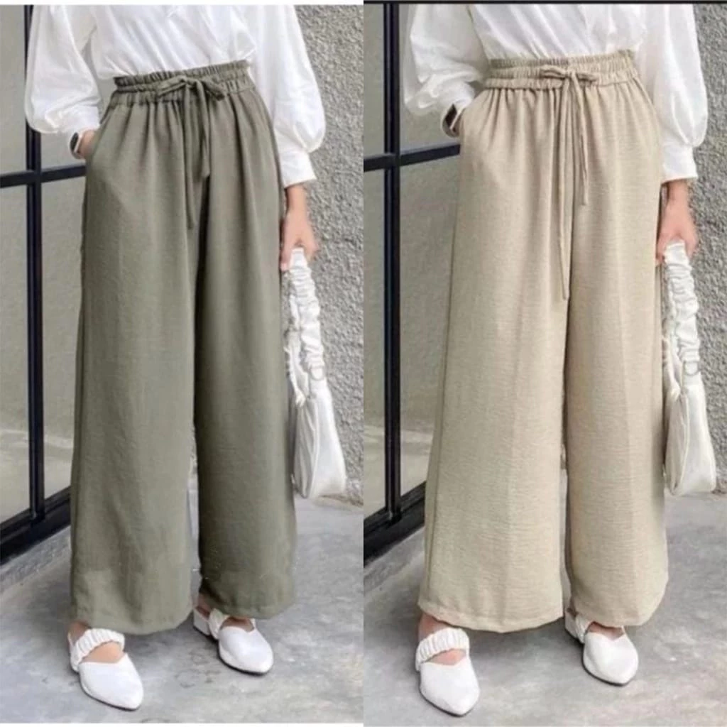 Kulot Crinkle Airflow Highwaist Wanita Loose