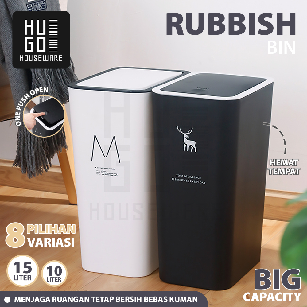 Jual Hugo Tempat Sampah Plastik Multifungsi Tong Sampah Ruang Tamu Dapur Kamar Tidur Kotak 4334