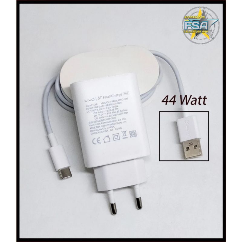 Jual Charger Casan VIVO Type C 44W Flash Charger V23 V21 V25PRO X70 ...