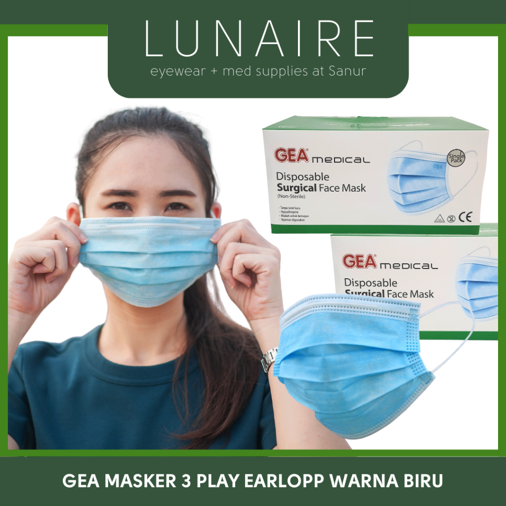 Jual Masker Medis Earloop Single Pack Box Isi GEA Masker Disposable Surgical Face Mask