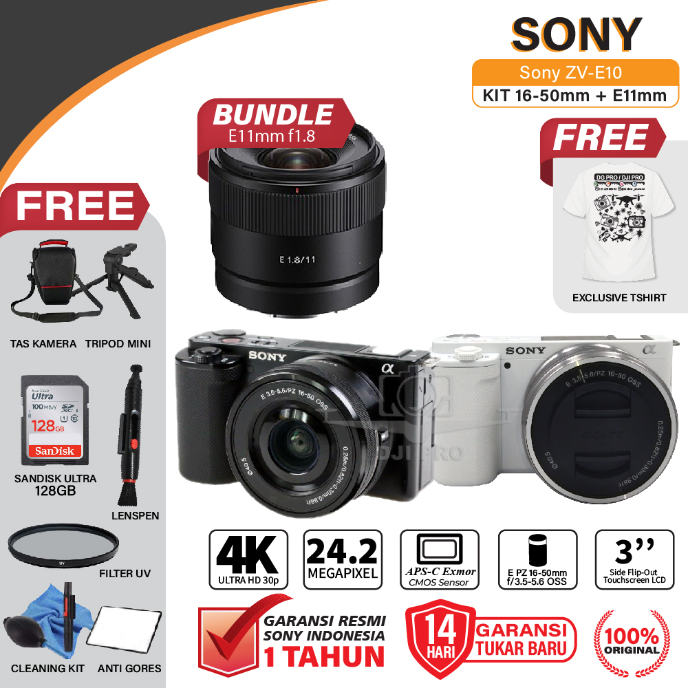 Jual Sony Alpha ZV-E10 Kit 16-50mm + E 11MM f1.8 Mirrorless Camera ...