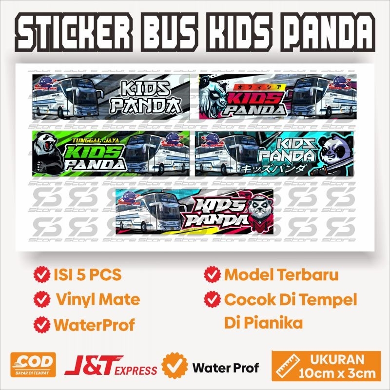 Jual Stiker Bus Kids Panda Isi 5pcs, Model Terkeren, Termurah | Shopee ...