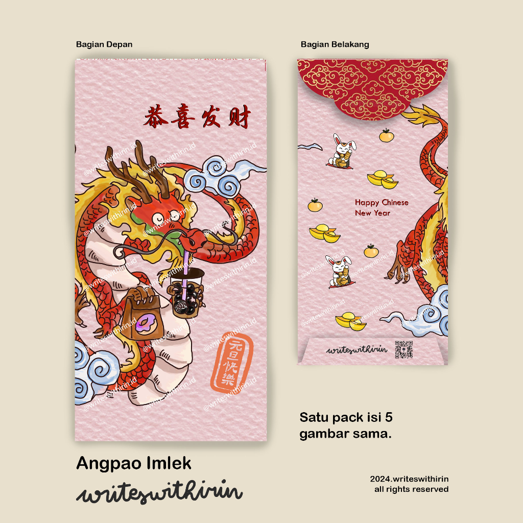 Jual Angpao Angpau Hong Bao Amplop Merah Imlek Tahun Naga