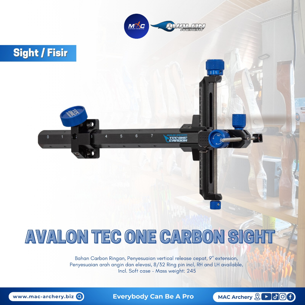 Jual Avalon Recurve Sight Carbon Tec One, Fisir Carbon Recurve Standar
