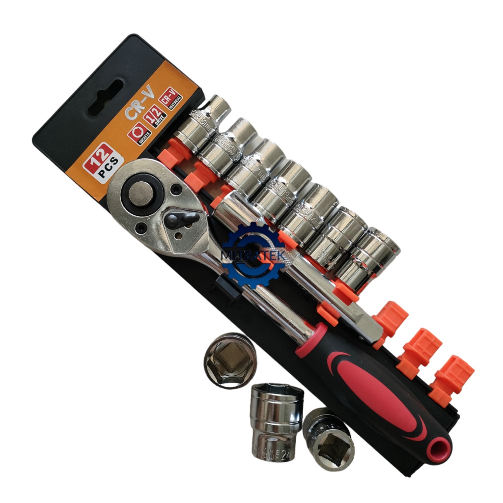 Jual Kunci Sok Set 12pcs Drive 1/2in CRV Plus Ratchet | Shopee Indonesia