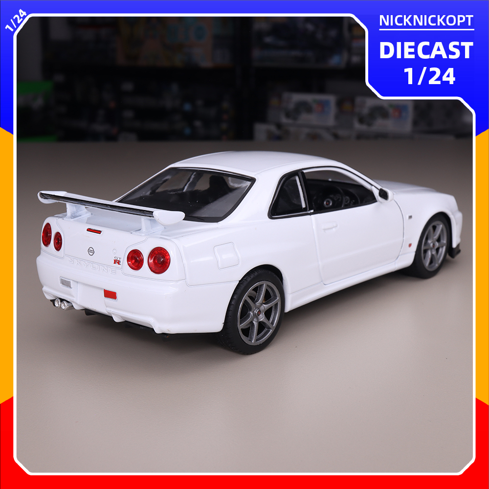 Jual Miniatur Mobil Welly Nissan Skyline GTR GT-R R34 White Diecast ...