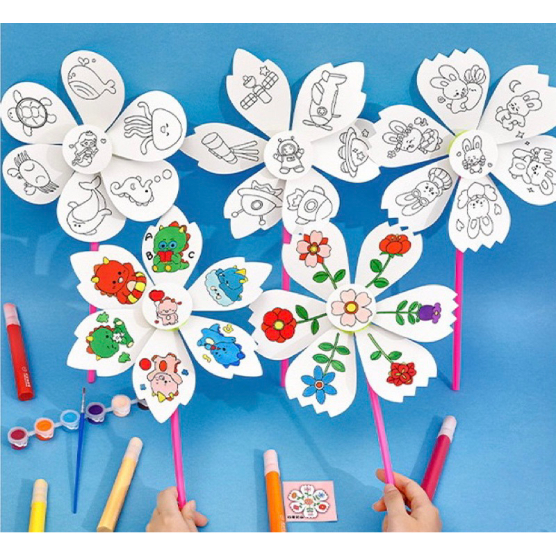 Jual DIY KINCIR ANGIN / mewarnai windmill pattern mainan edukasi hadiah ...