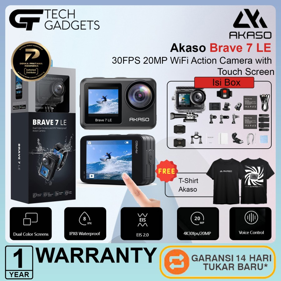 Jual Akaso Brave 7 LE Action Camera 4k 30FPS 20MP Dual Screen Shopee Indonesia