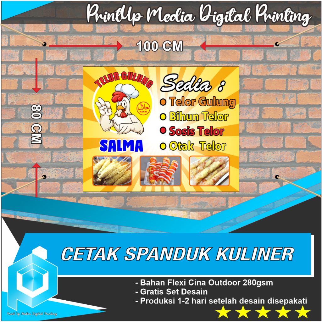 Jual CETAK SPANDUK BANNER KULINER TELUR GULUNG FREE DESAIN CUSTOM