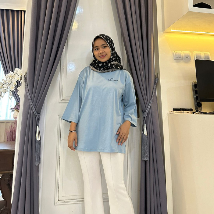 Jual (NEW COLOUR) Atasan Baju Kaos Oversized Wanita Muslim Top