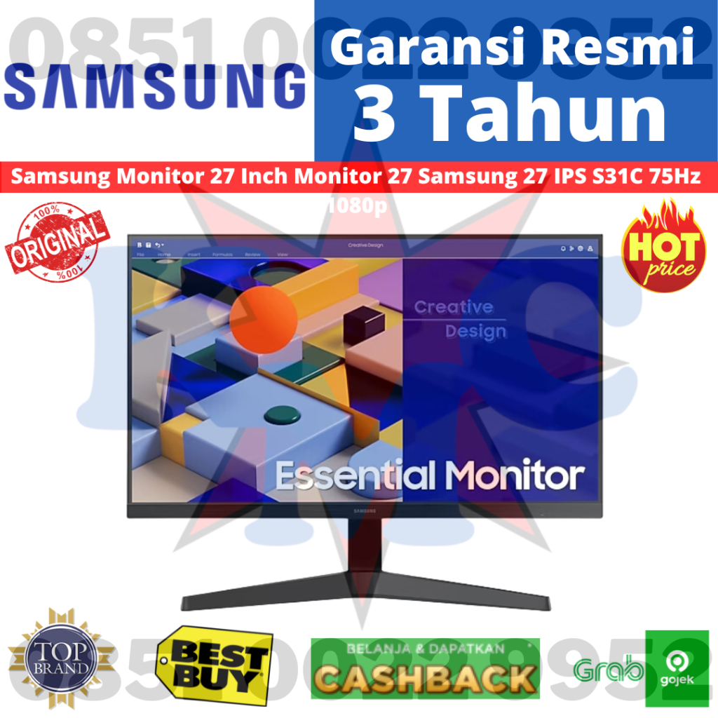 Jual Samsung Monitor 27 Inch Monitor 27 Samsung 27 IPS S31C 75Hz 1080p ...