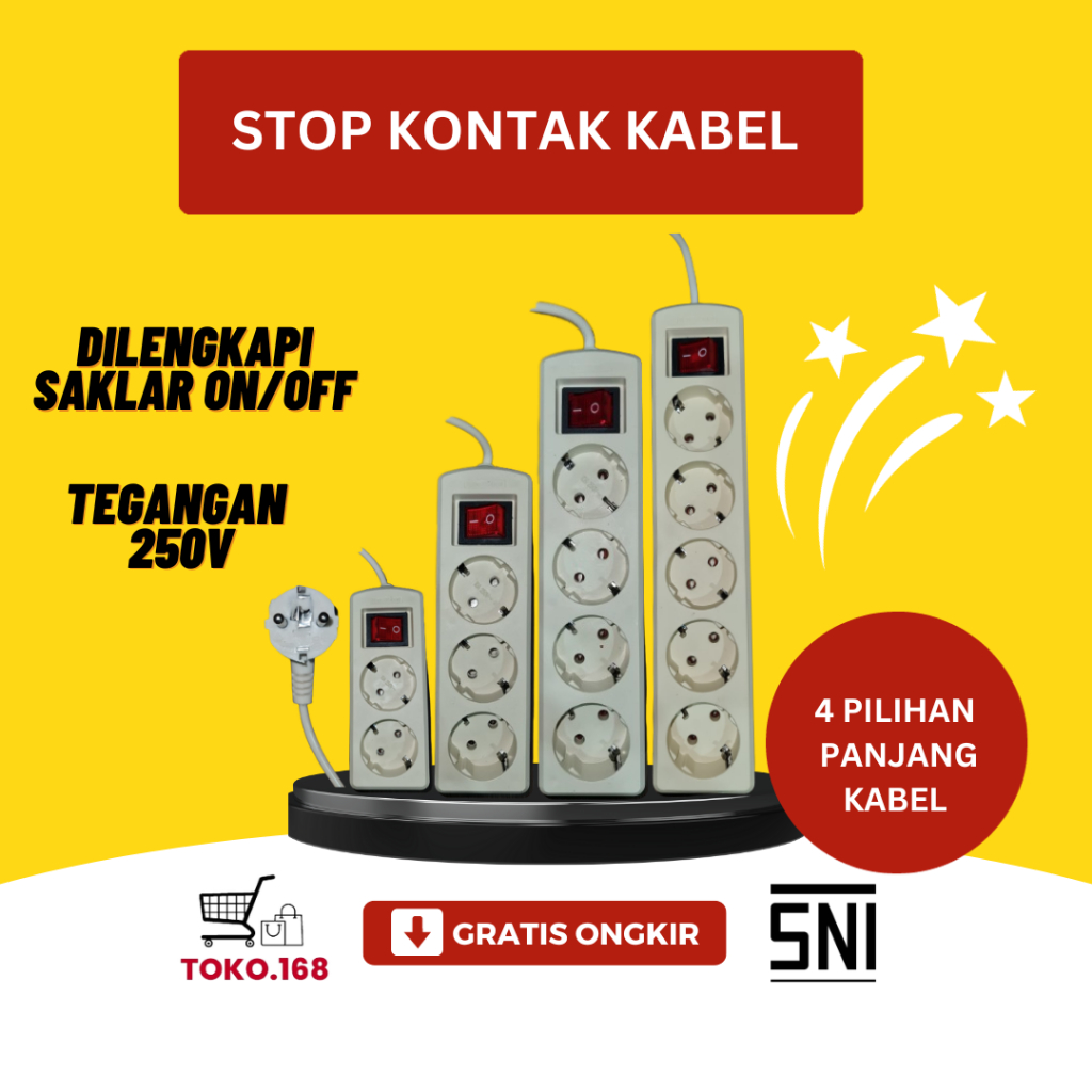Jual Stop Kontak Kabel / Colokan / Terminal Listrik 2-5 Lubang Panjang ...