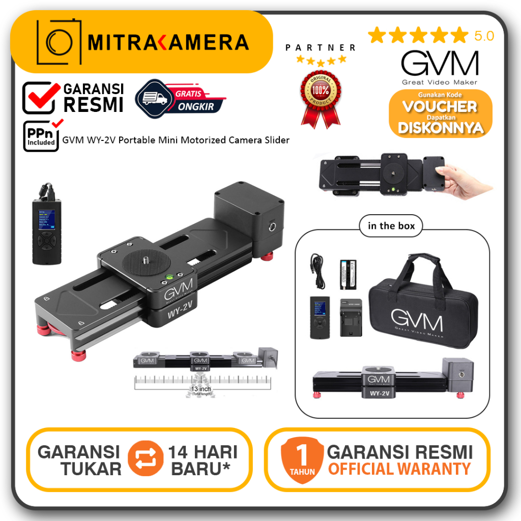 Jual GVM WY2V Portable Mini Motorized Camera Slider Official Waranty