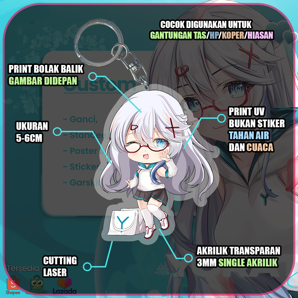 Jual Gantungan Kunci Rio Tsukatsuki Blue Archive, Keychain Anime Lucu ...