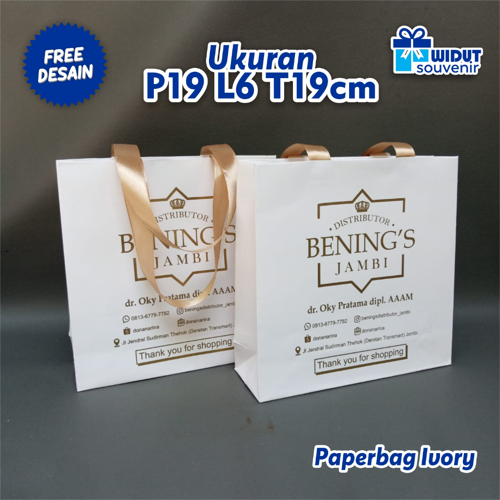 Jual Paper Bag Custom Ivory Bahan Tebal Dengan Sablon Gratis Desain