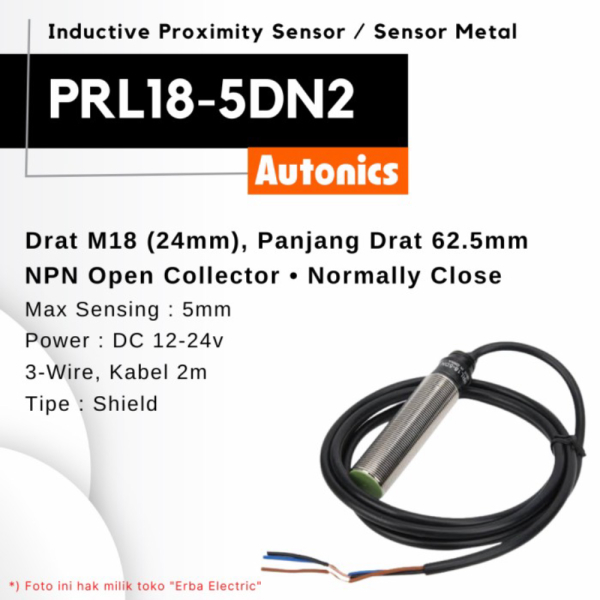 Jual Autonics PRL18-5DN2 Induktif Proximity Sensor Metal Besi 3 wire DC ...